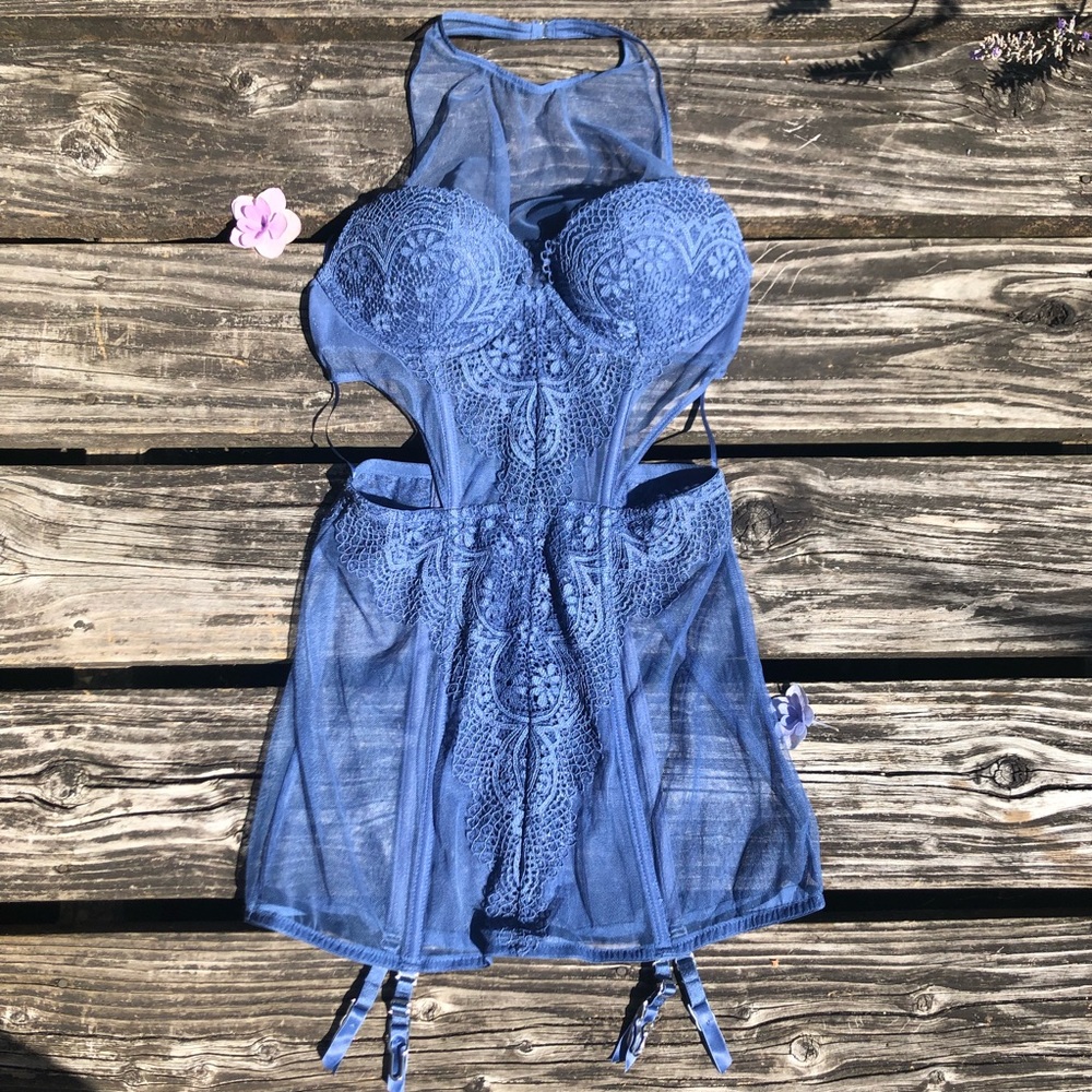 VICTORIA’S SECRET Blue Lace Corset Lingerie